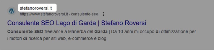 Dominio risultato in serp