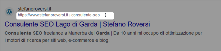 indirizzo URL della pagina