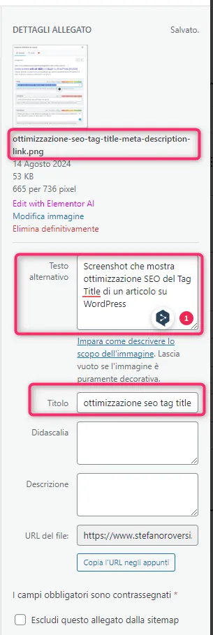 ottimizzazione seo Immagini wordpress